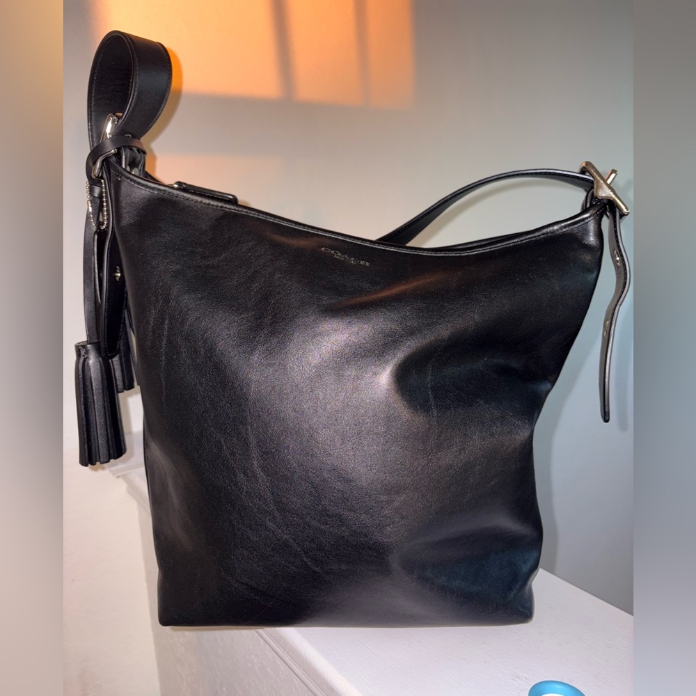 Coach Legacy Tassle Duffle: Black w/ Silver Hardware 19889
